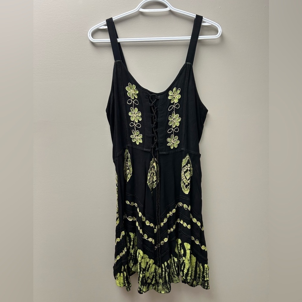 Shiva Fashions‎ Black & Green Midi Summer Dress